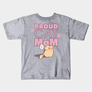 Proud Cat Mom Cute Kitty Badge Of Honour Kids T-Shirt